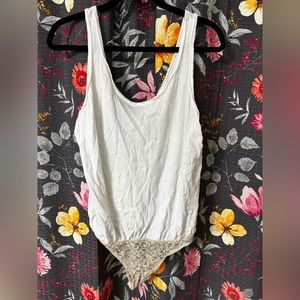 Free People white oversized bodysuit XS